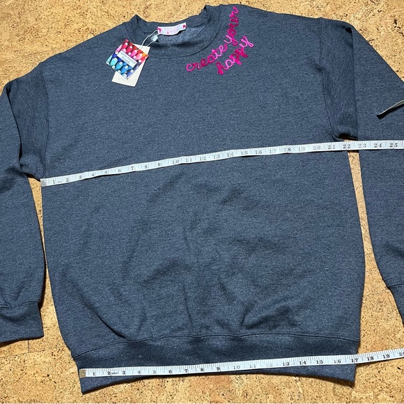 Santa Monica Threads Create Your Happy Chainstitch Embroidery Sweatshirt Sz M - Picture 11 of 13